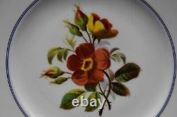 Old Paris French Hand Painted Red Poppies Blue & Gold 9 1/4 Dinner Plate b