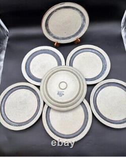 Otagiri Blue Horizon Dinner Plates Vintage Stoneware Japan 10 1/2 Set Of 7