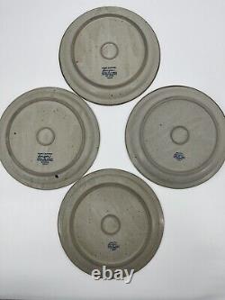 Otagiri Stoneware Horizon Dinner Plates 10 1/2 Set of 4 Blue Stripe Vintage