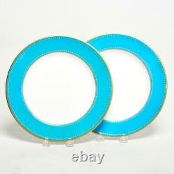 Pair (2) Antique Copeland Blue/gold Dinner Plates For Davis Collamore 7