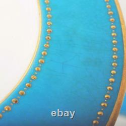 Pair (2) Antique Copeland Blue/gold Dinner Plates For Davis Collamore 7