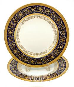 Pair Minton England Porcelain Cobalt Blue & Gilt Dinner Plates, 1902