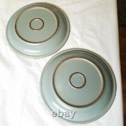 Pair of 1994 Edith Heath 10.25 10 1/4 Rim Dinner Plates Blue Green Glaze (C)