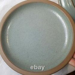 Pair of 1994 Edith Heath 10.25 10 1/4 Rim Dinner Plates Blue Green Glaze (C)