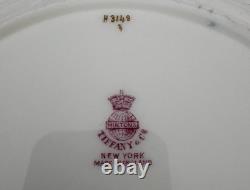 Pair of elegant Mintons Tiffany dinner plates cobalt blue and inlaid gold, 10.0