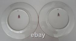 Pair of elegant Mintons Tiffany dinner plates cobalt blue and inlaid gold, 10.0