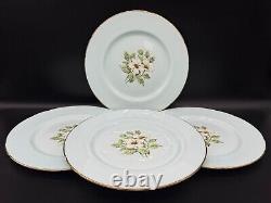 Paragon White Dogwood Mint Blue Dinner Plates (Set of 4) Bone China England