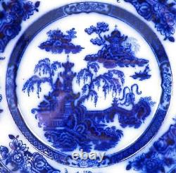Pelew Flow Blue Plate Ironstone E Challinor 9.5in. Large Antique 1842-67