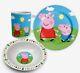 Peppa Pig 3 Piece Blue Kids Ceramic Bowl Plate & Mug Dinner Or Lunch Set