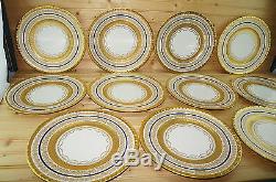 Pickard (11) Dinner Plates 11-Gold Encrusted Cobalt Blue Band Gold Trim