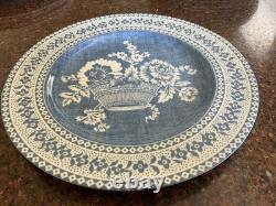 Pierre Frey Paniers Fleuris Blue Dinner Plate
