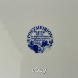 Portmeirion Harvest Blue Dinner Plates Set of 4 Vintage 10 1/2 Blue Floral 1995