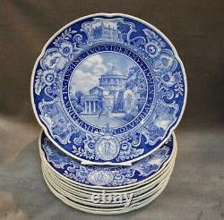 Pristine Vintage Set of 12 Wedgwood Blue COLUMBIA UNIVERSITY Dinner Plates