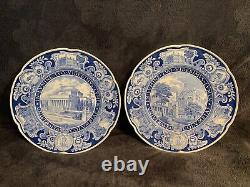 Pristine Vintage Set of 12 Wedgwood Blue COLUMBIA UNIVERSITY Dinner Plates