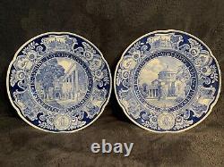 Pristine Vintage Set of 12 Wedgwood Blue COLUMBIA UNIVERSITY Dinner Plates