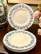 QUEEN'S WARE Wedgwood Embossed Lavender Blue on Cream Dinner Plates (4)