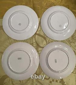 QUEEN'S WARE Wedgwood Embossed Lavender Blue on Cream Dinner Plates (4)