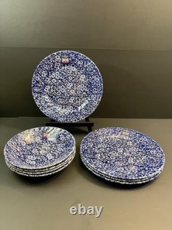 Queen's Blue White Floral Dinnerware Set 8pc Plates Bowls Made England New