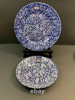 Queen's Blue White Floral Dinnerware Set 8pc Plates Bowls Made England New