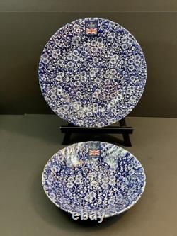 Queen's Blue White Floral Dinnerware Set 8pc Plates Bowls Made England New