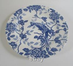 Queen's Blue & White KUJAKU Bird Pheasant Dinner Plates Set 6
