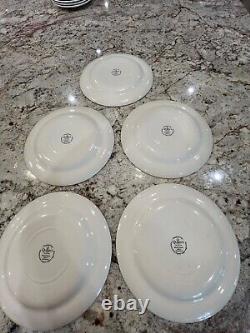 Queen's Myott Factory Blue Thanksgiving Turkey 10 Dinner Plates. 5