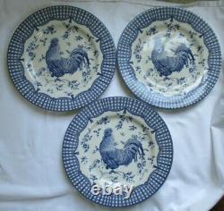 Queen's Rooster Blue Dinner Plate Set Of 3