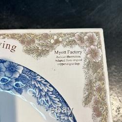 Queens Myott Factory Churchill Thanksgiving Turkey Dinner Plates Blue 10 Set 4