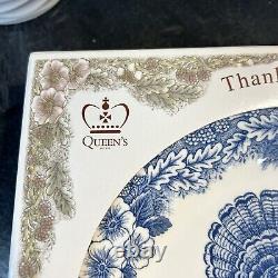Queens Myott Factory Churchill Thanksgiving Turkey Dinner Plates Blue 10 Set 4