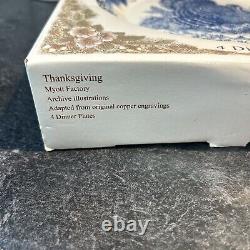 Queens Myott Factory Churchill Thanksgiving Turkey Dinner Plates Blue 10 Set 4