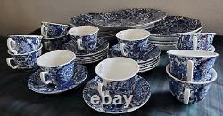 RALPH LAUREN FADED PEONY BURLEIGH DINNER PLATE+TEA CUP & SAUCER+ PASTA BOWL34pc