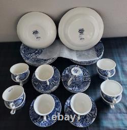 RALPH LAUREN FADED PEONY BURLEIGH DINNER PLATE+TEA CUP & SAUCER+ PASTA BOWL34pc