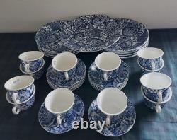 RALPH LAUREN FADED PEONY BURLEIGH DINNER PLATE+TEA CUP & SAUCER+ PASTA BOWL34pc