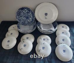RALPH LAUREN FADED PEONY BURLEIGH DINNER PLATE+TEA CUP & SAUCER+ PASTA BOWL34pc