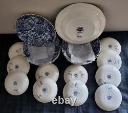 RALPH LAUREN FADED PEONY BURLEIGH DINNER PLATE+TEA CUP & SAUCER+ PASTA BOWL34pc