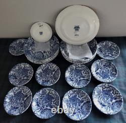 RALPH LAUREN FADED PEONY BURLEIGH DINNER PLATE+TEA CUP & SAUCER+ PASTA BOWL34pc