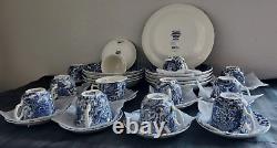 RALPH LAUREN FADED PEONY BURLEIGH DINNER PLATE+TEA CUP & SAUCER+ PASTA BOWL34pc