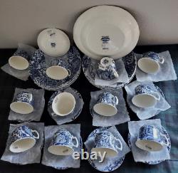 RALPH LAUREN FADED PEONY BURLEIGH DINNER PLATE+TEA CUP & SAUCER+ PASTA BOWL34pc