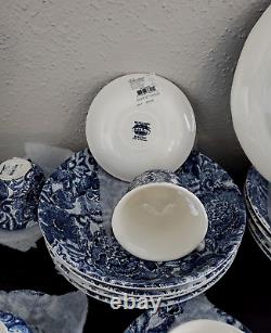 RALPH LAUREN FADED PEONY BURLEIGH DINNER PLATE+TEA CUP & SAUCER+ PASTA BOWL34pc