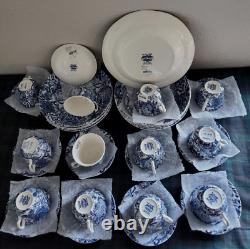 RALPH LAUREN FADED PEONY BURLEIGH DINNER PLATE+TEA CUP & SAUCER+ PASTA BOWL34pc