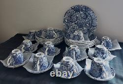 RALPH LAUREN FADED PEONY BURLEIGH DINNER PLATE+TEA CUP & SAUCER+ PASTA BOWL34pc