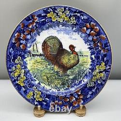 RARE 10.25 WEDGWOOD 1903 TURKEY Creamware BLUE POLYCHROME TRANSFER Dinner Plate