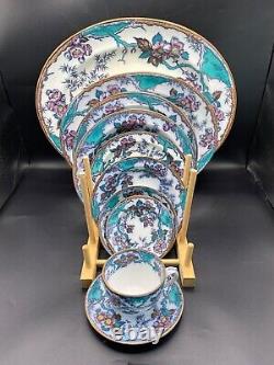 RARE 1860's Pinder Bourne Co. England, Apple Blossom 102 pieces dinnerware set