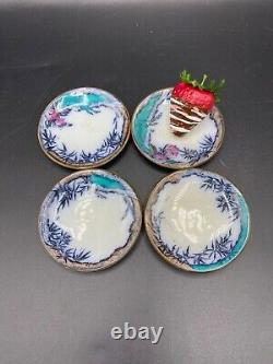 RARE 1860's Pinder Bourne Co. England, Apple Blossom 102 pieces dinnerware set