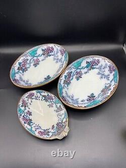 RARE 1860's Pinder Bourne Co. England, Apple Blossom 102 pieces dinnerware set