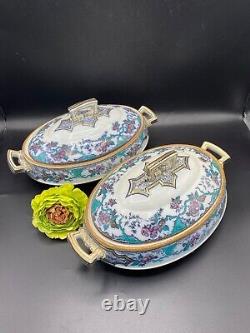 RARE 1860's Pinder Bourne Co. England, Apple Blossom 102 pieces dinnerware set