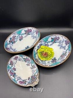 RARE 1860's Pinder Bourne Co. England, Apple Blossom 102 pieces dinnerware set