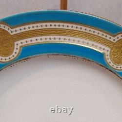 RARE Antique Minton English Fine china Turquoise Gold Lidded 26cm Dinner Plate