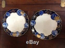 RARE Doulton Willow Aster Blue Two Dinner Plates, Dated before 1891 Blue Willow
