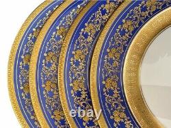 RARE Rosenthal Selb 4 Dinner Plates Continental Pattern Cobalt Blue Heavy Gold